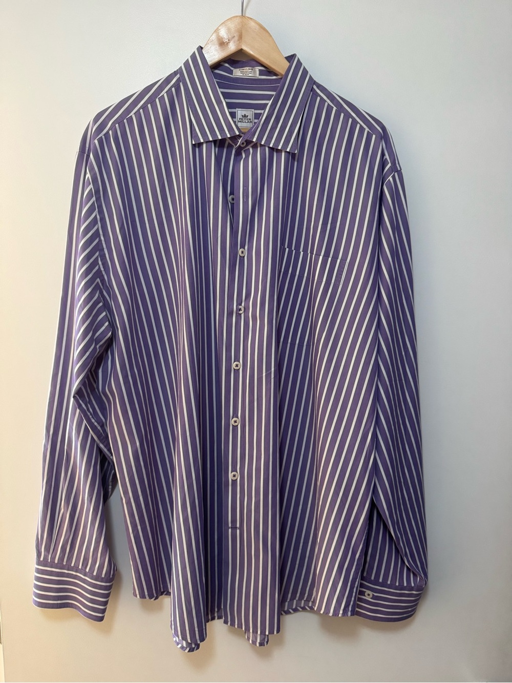 Peter Millar Lavender and White Striped Dress Shirt